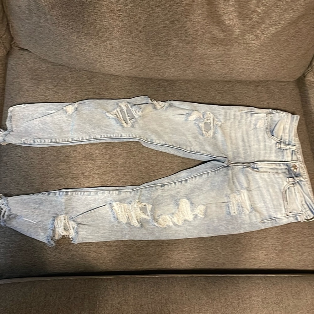 American Eagle jeans, US size 2, high-rise jegging crop, ripped jeans